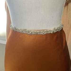 Swarovski jewels tie waist gown dress belt ivory/silver lace crystals bridal